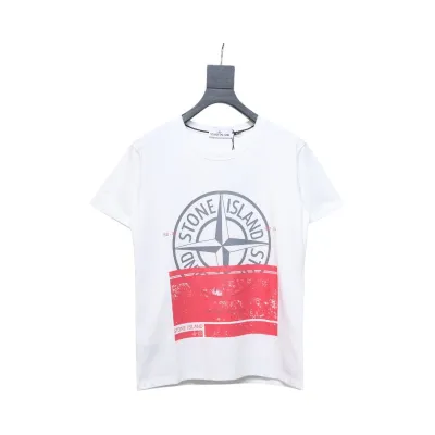 Stone Island Logo T-shirt Black White  01