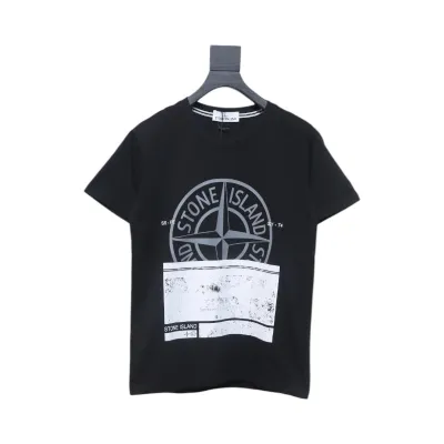 Stone Island Logo T-shirt Black White  02