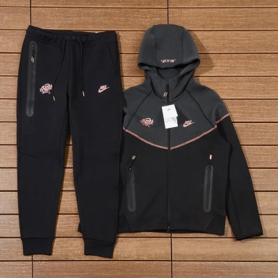 Nike Sportswear x Central Cee Tech Fleece Hoodie & Joggers Set Black/Metallic Red Bronze 01