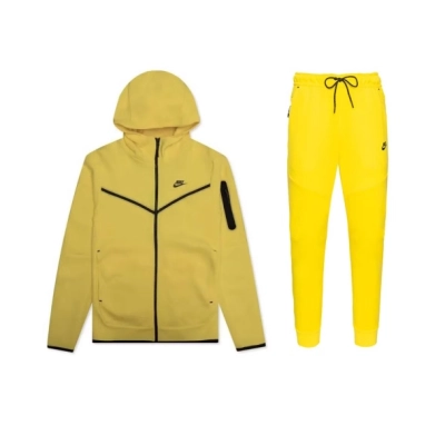 Nike Sportswear Tech Fleece Full Zip Hoodie & Pant Set Yellow Strike/Black 01