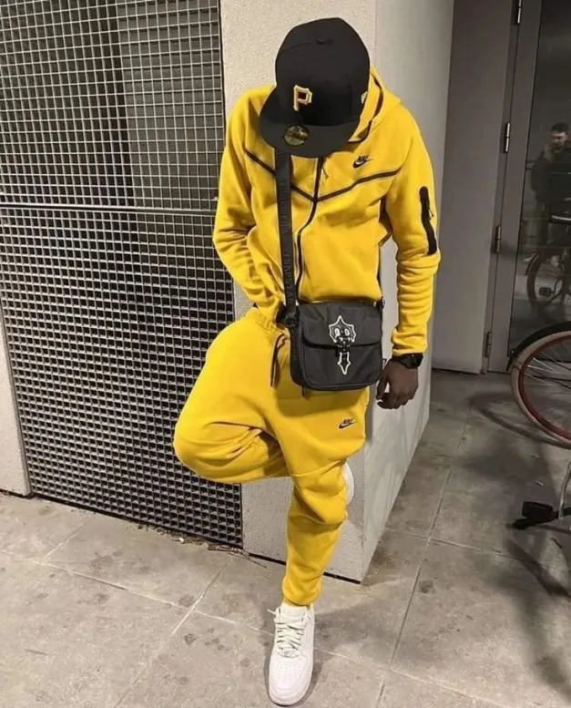 Nike Sportswear Tech Fleece Full Zip Hoodie & Pant Set Yellow Strike/Black