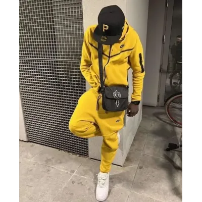 Nike Sportswear Tech Fleece Full Zip Hoodie & Pant Set Yellow Strike/Black 02