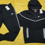 Nike Sportswear Tech Fleece Full Zip Hoodie & Joggers Reflective Details Set Black/Bemis Silver