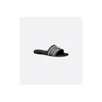 Dway Slide Black Embroidered Cotton