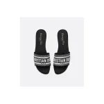 Dway Slide Black Embroidered Cotton