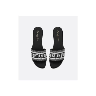 Dway Slide Black Embroidered Cotton 01