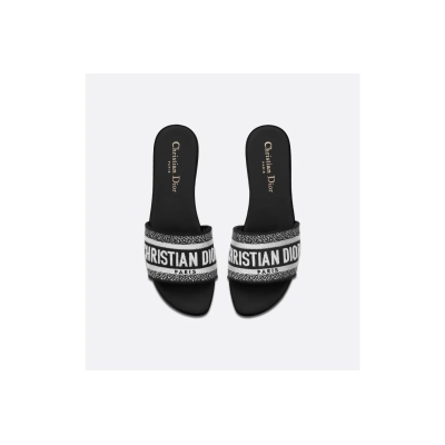 Dway Slide Black Embroidered Cotton 01