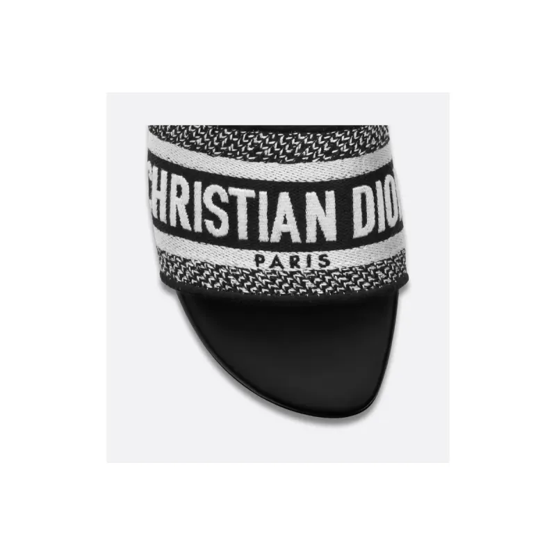 Dway Slide Black Embroidered Cotton