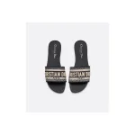 Dway Slide Deep Blue Embroidered Cotton