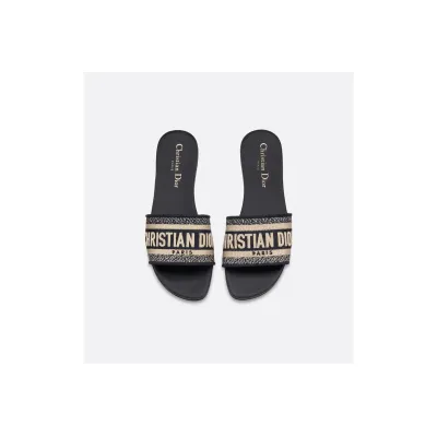 Dway Slide Deep Blue Embroidered Cotton 01