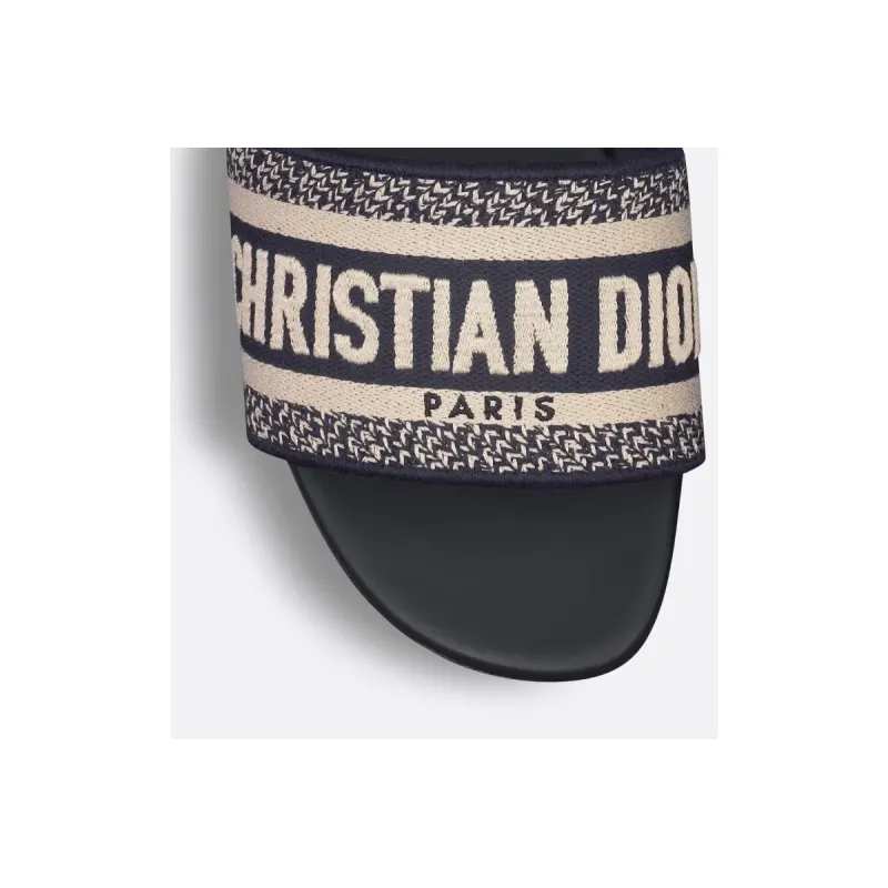 Dway Slide Deep Blue Embroidered Cotton