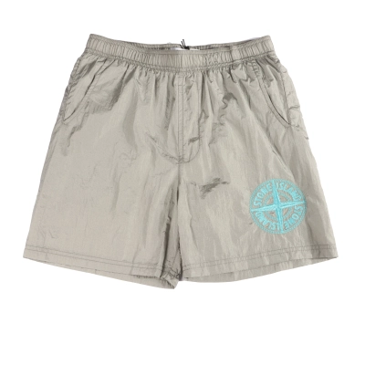 Stone Island Compass-badge Crinkled Shorts Grey 01