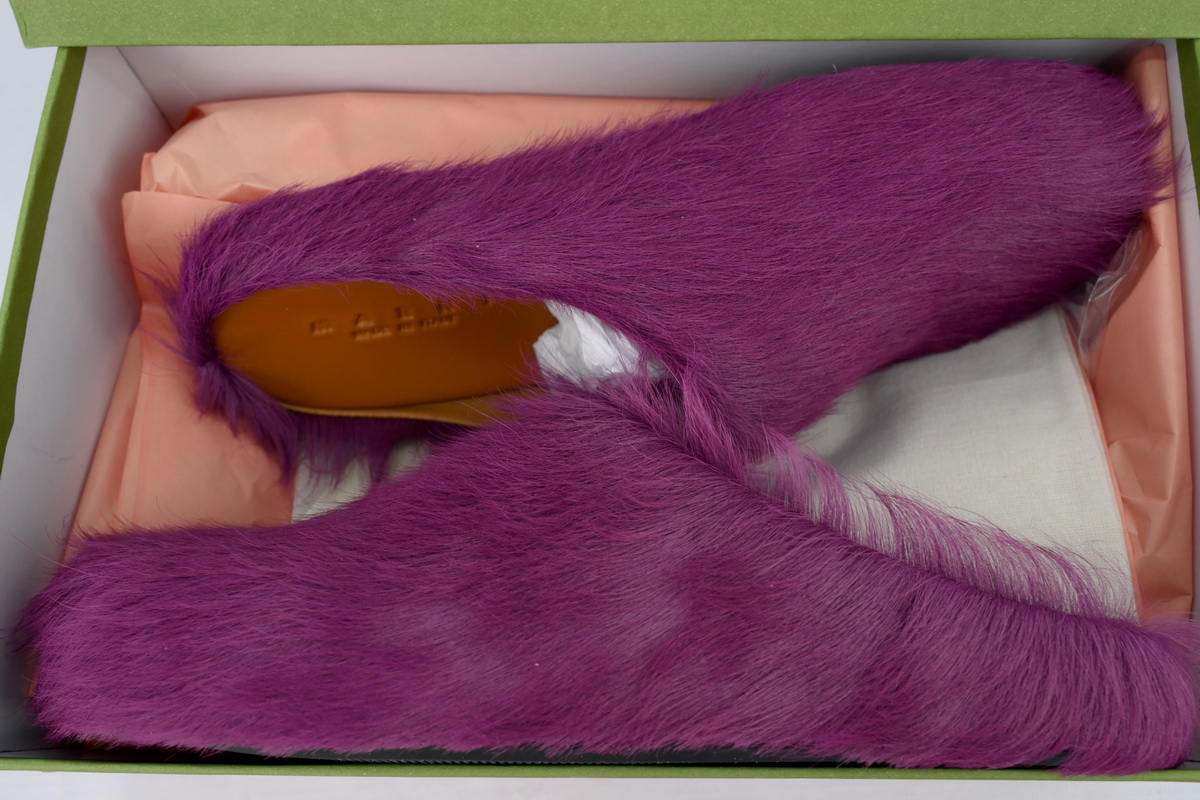 Marni Furry Slide Wine Red