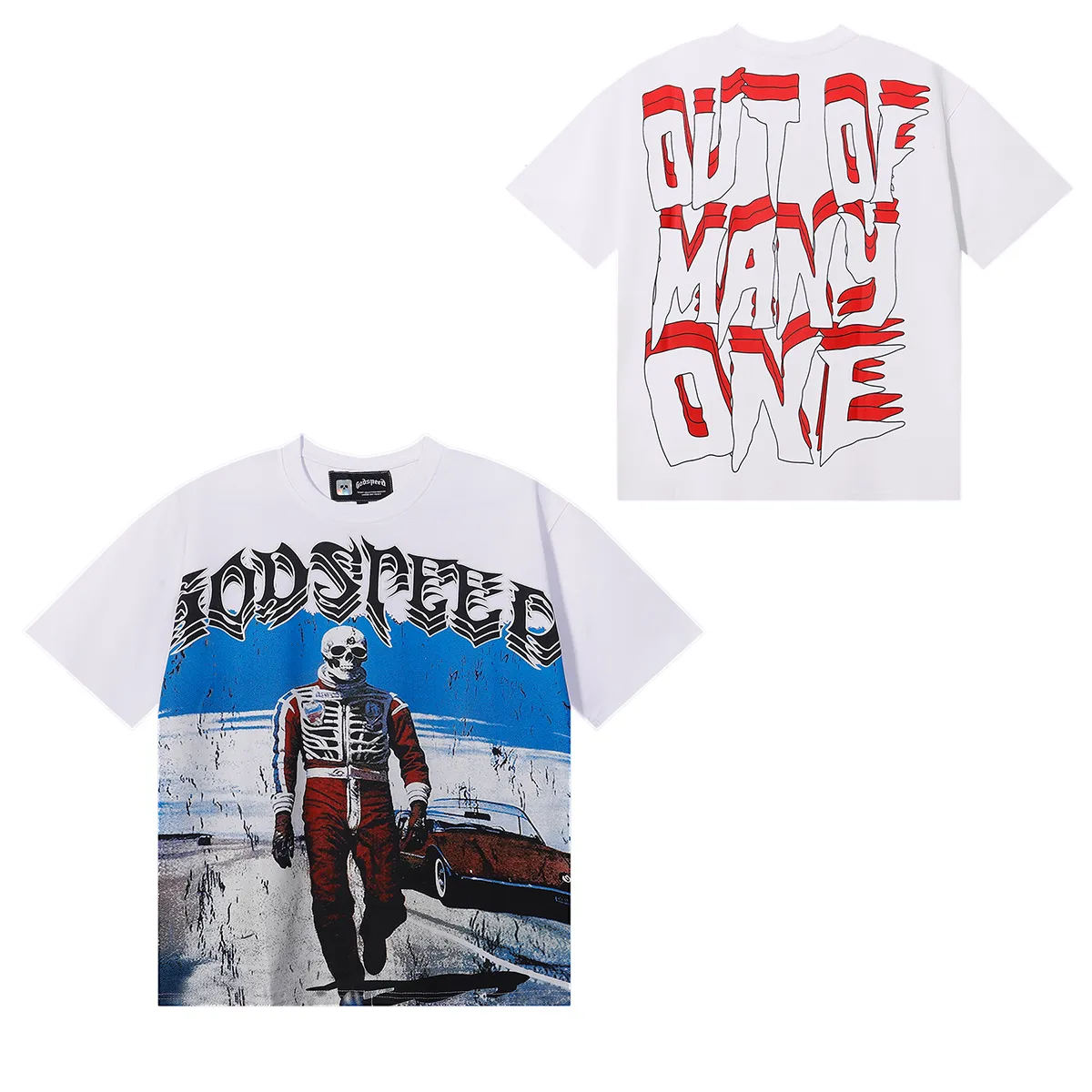 Godspeed Skele Rarri T-shirt Black White Red