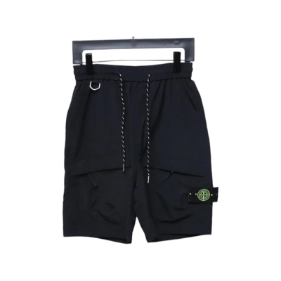 Stone Island Logo Polo Shorts Black 01