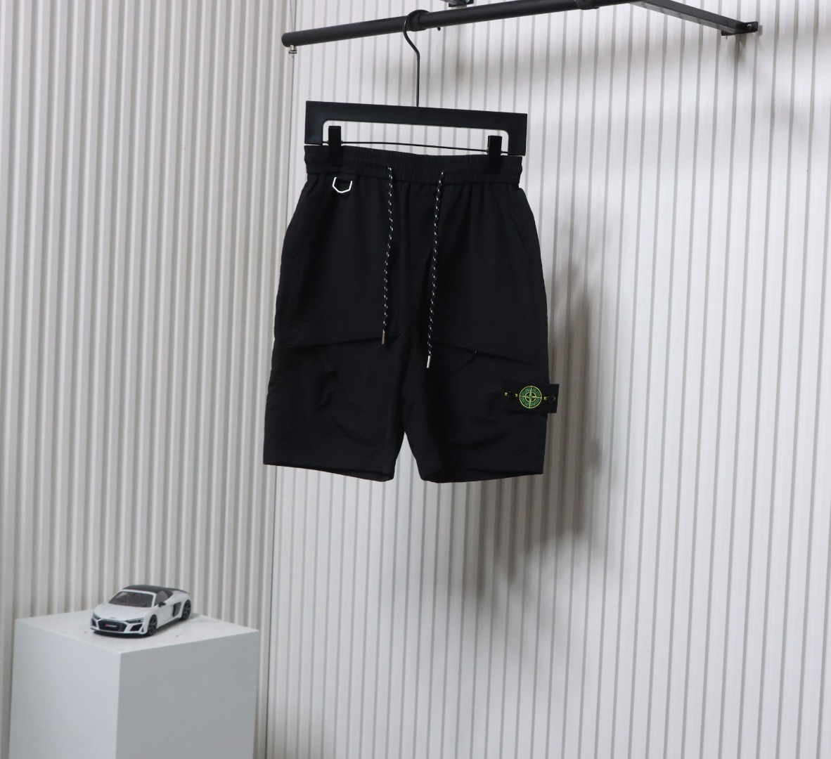 Stone Island Logo Polo Shorts Black