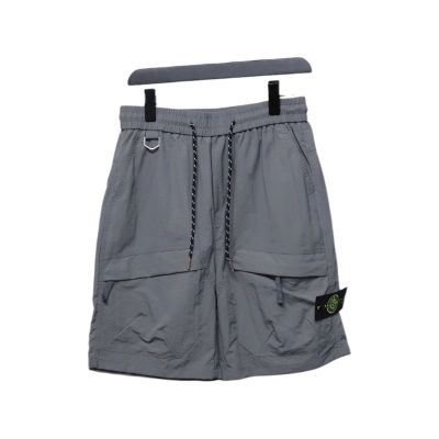 Stone Island Logo Polo Shorts Grey 01