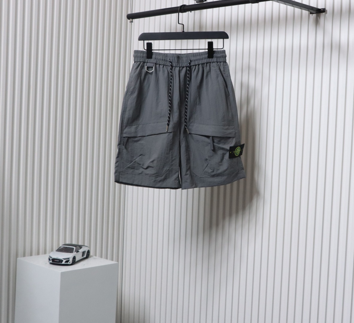 Stone Island Logo Polo Shorts Grey