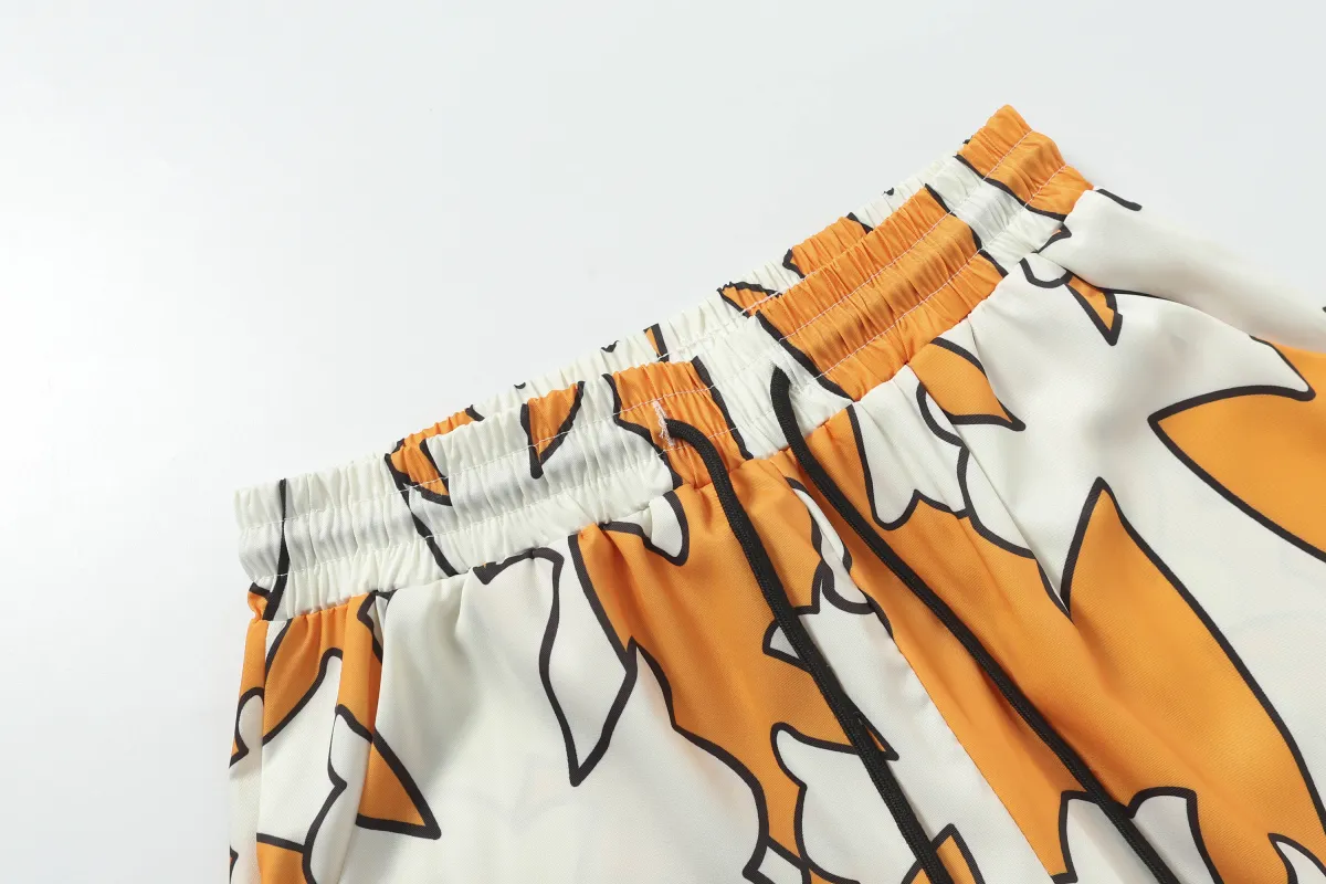  Chrome Hearts Cross Silk Shirt & Shorts Set Orange White