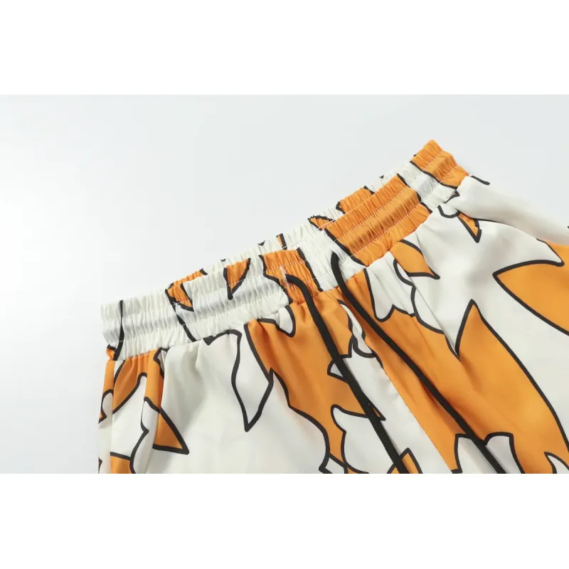  Chrome Hearts Cross Silk Shirt & Shorts Set Orange White