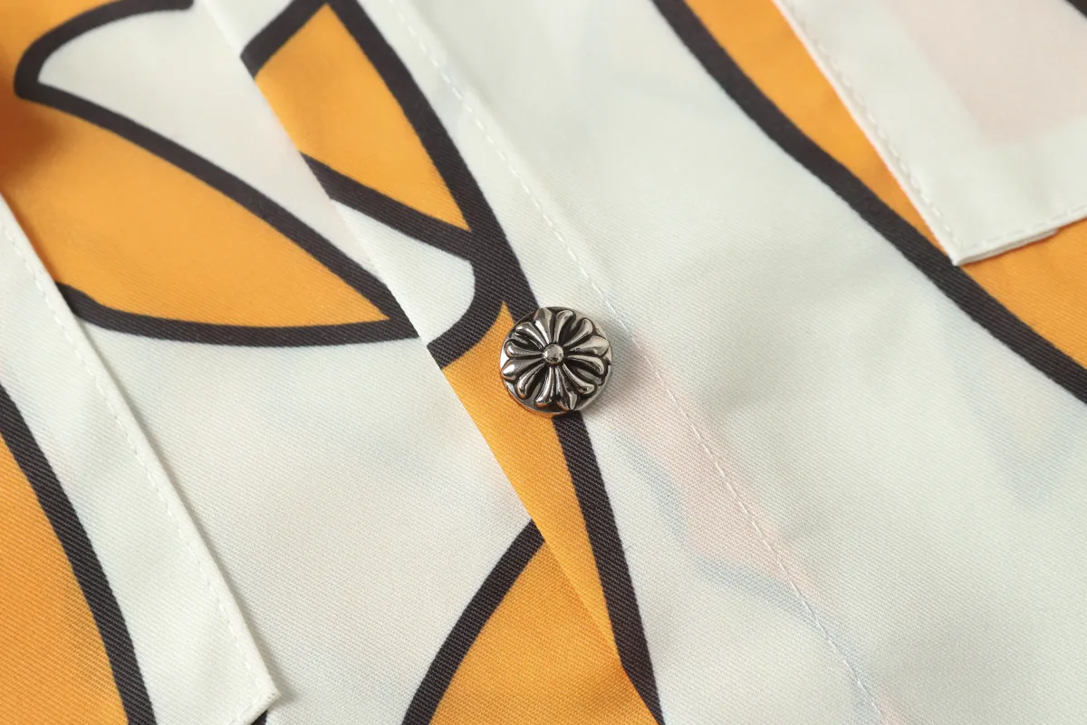  Chrome Hearts Cross Silk Shirt & Shorts Set Orange White