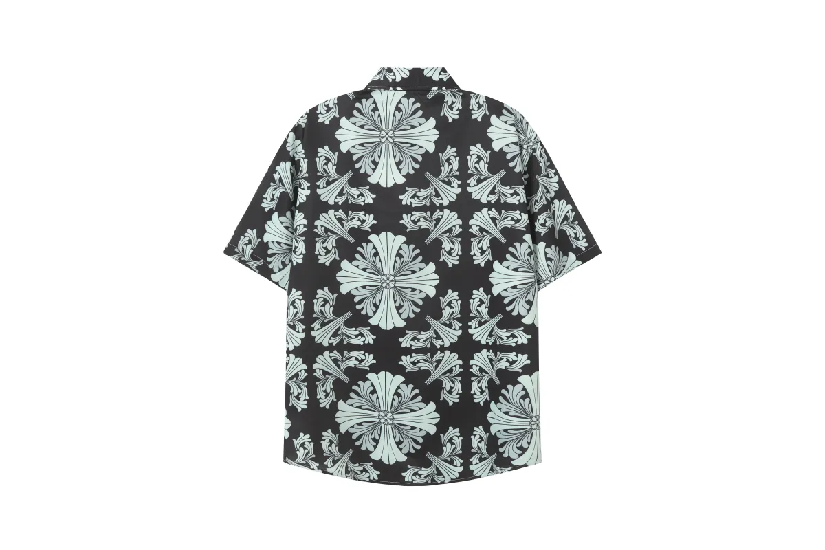 Chrome Hearts Cross Silk Shirt & Shorts Set Black