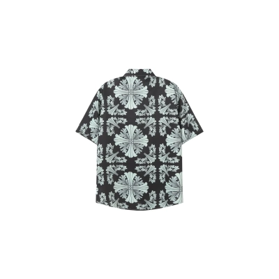 Chrome Hearts Cross Silk Shirt & Shorts Set Black 02