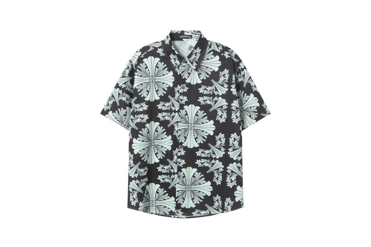 Chrome Hearts Cross Silk Shirt & Shorts Set Black