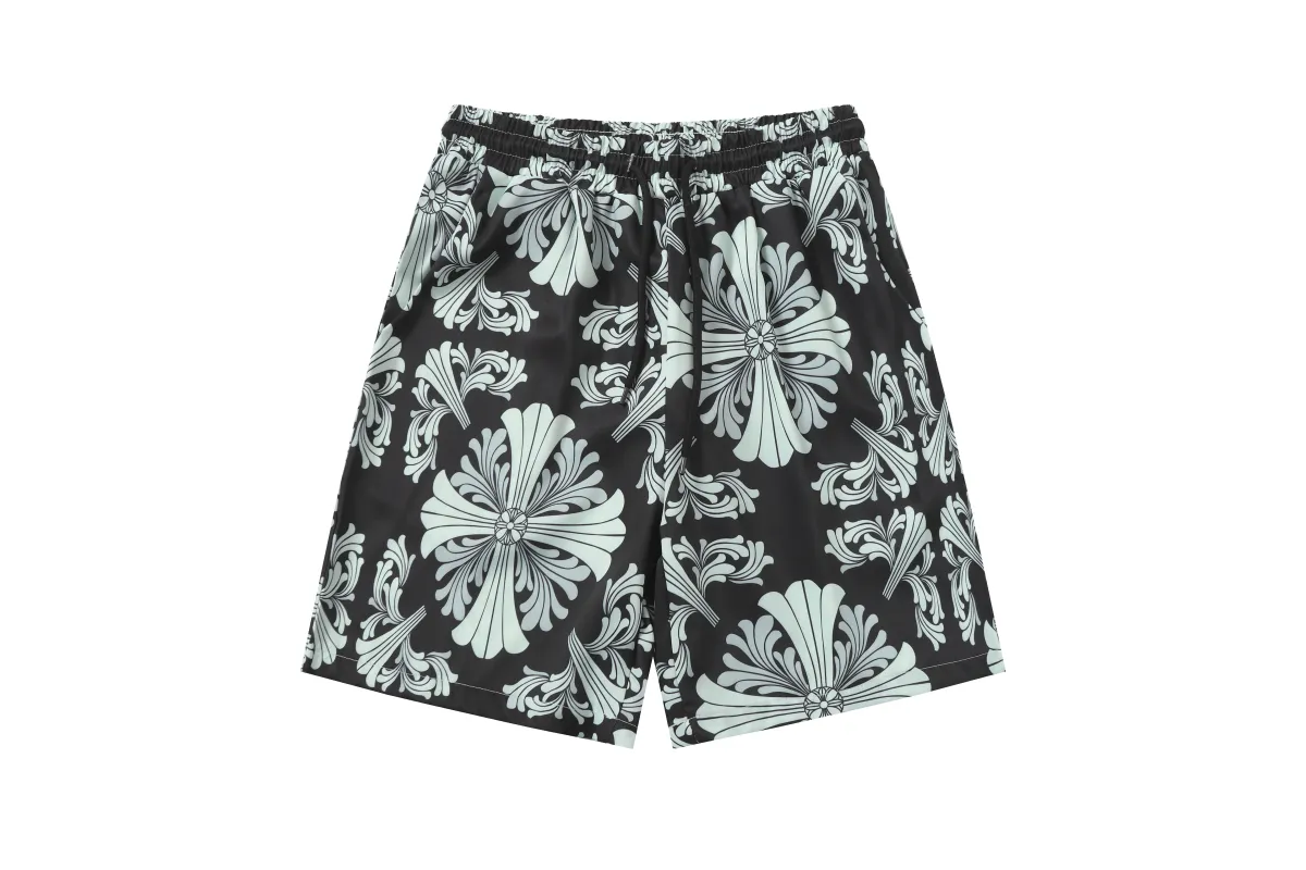 Chrome Hearts Cross Silk Shirt & Shorts Set Black