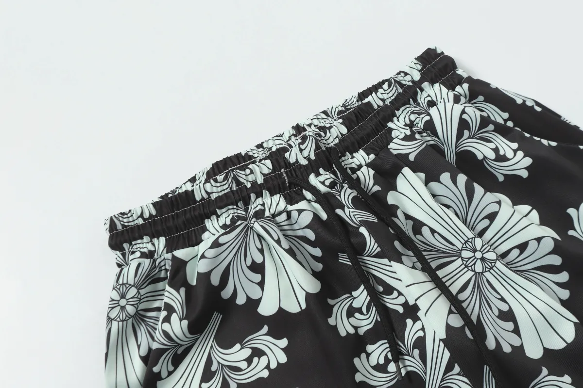 Chrome Hearts Cross Silk Shirt & Shorts Set Black