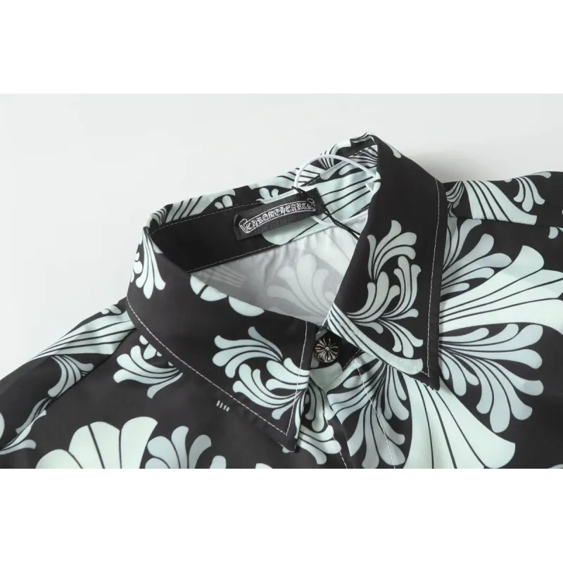 Chrome Hearts Cross Silk Shirt & Shorts Set Black