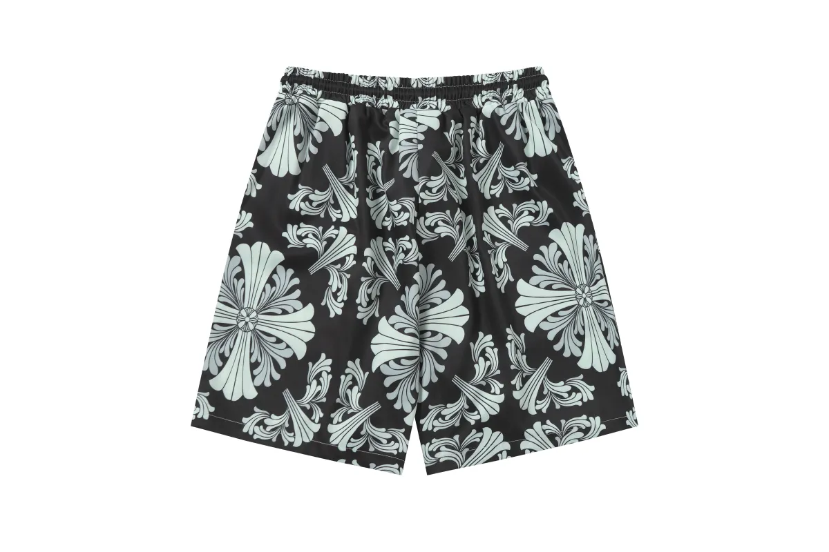 Chrome Hearts Cross Silk Shirt & Shorts Set Black