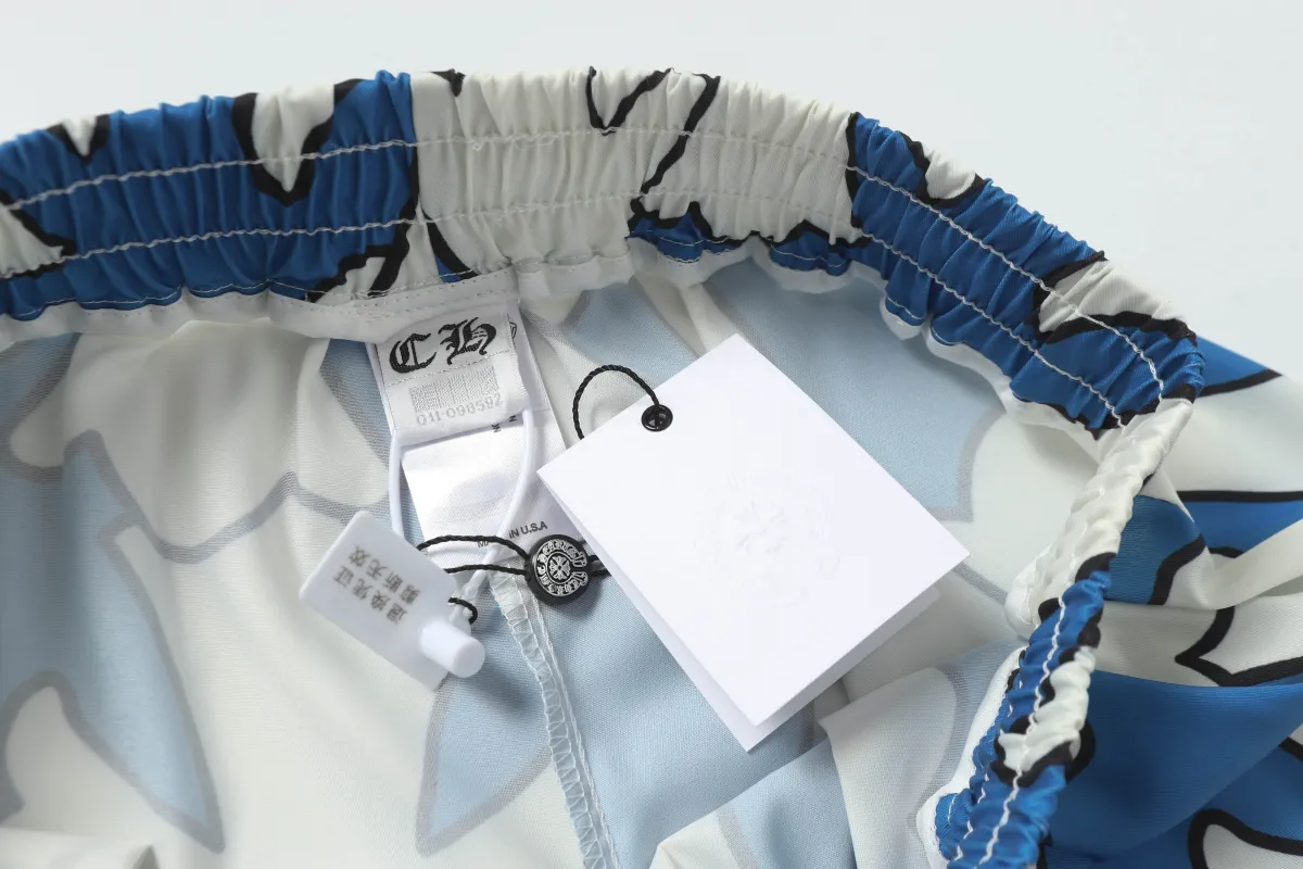 Chrome Hearts Cross Silk Shirt & Shorts Set Blue