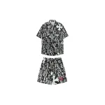 Chrome Hearts Cross Silk Shirt Shorts Black Set Flaming Lips