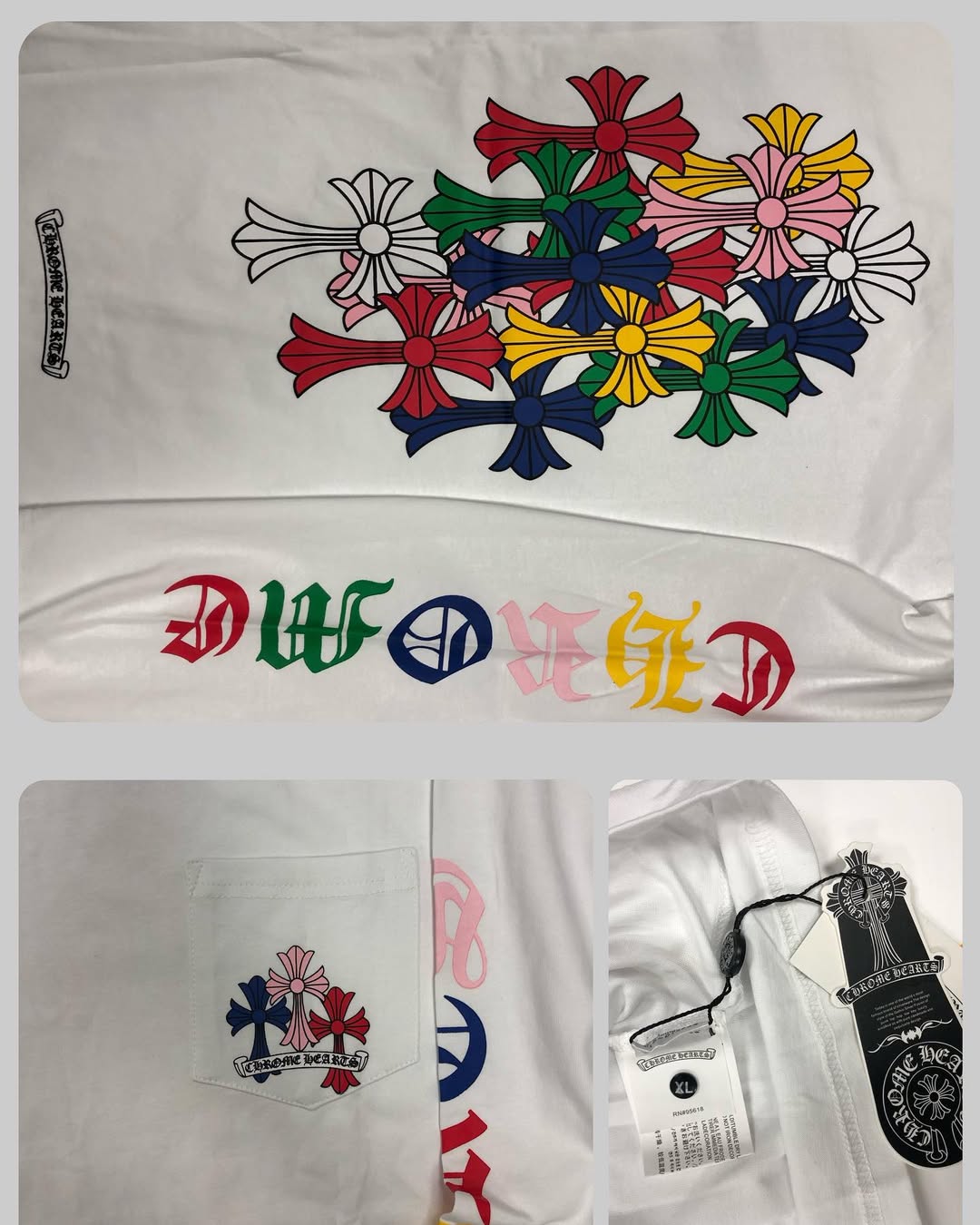 Chrome Hearts Multicolor Cross Long-Sleeve Shirt White/Black