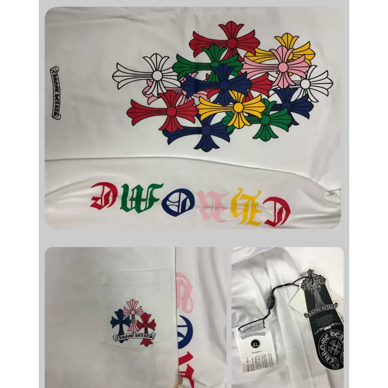 Chrome Hearts Multicolor Cross Long-Sleeve Shirt White