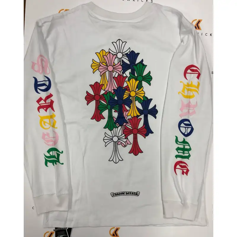 Chrome Hearts Multicolor Cross Long-Sleeve Shirt White