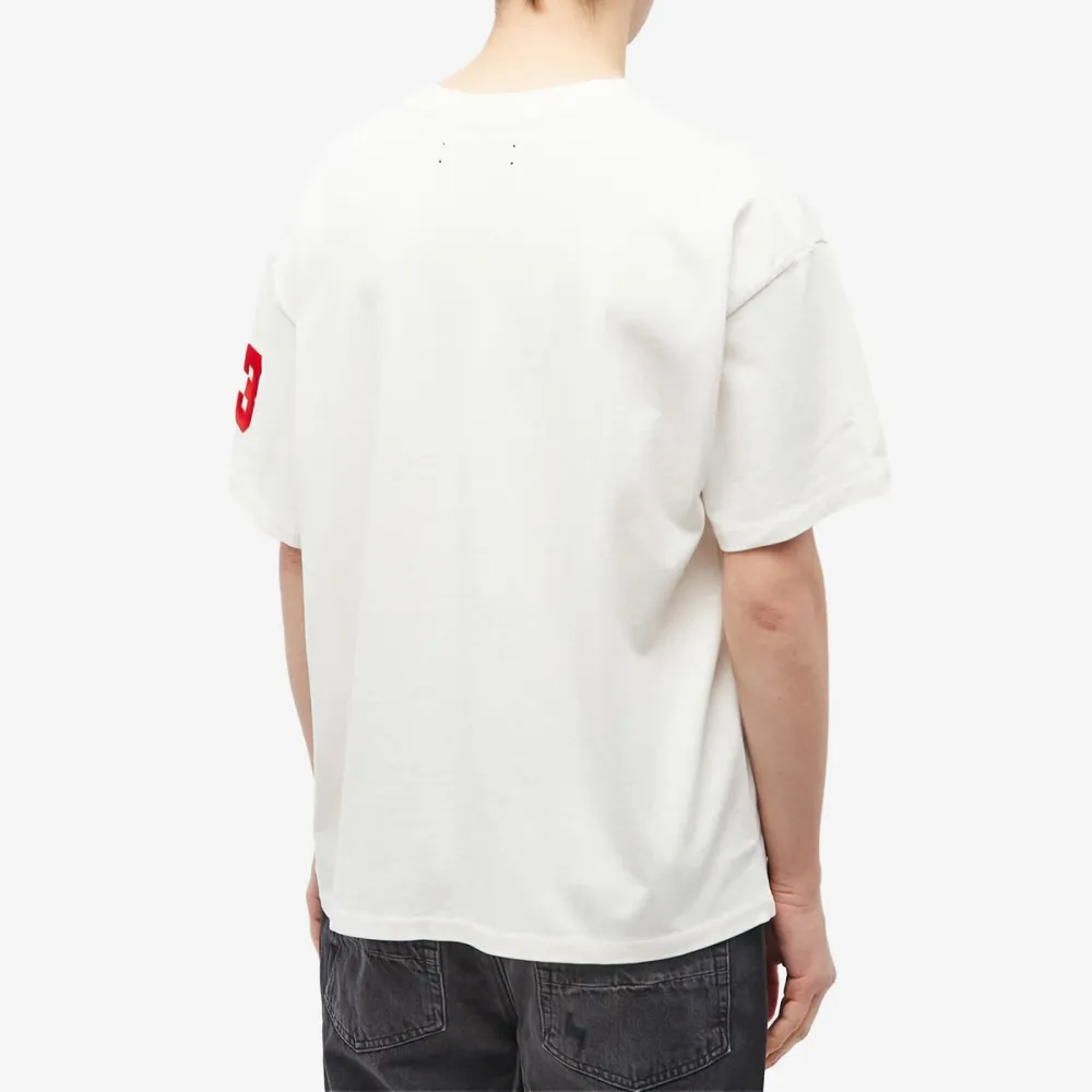 Amiri  Logo Flocked Felt Trimmed Cotton Jersey T-Shirt White