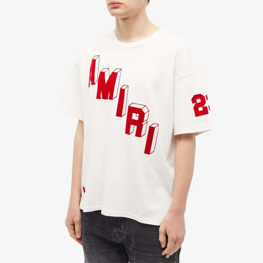 Amiri  Logo Flocked Felt Trimmed Cotton Jersey T-Shirt White