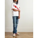 Amiri  Logo Flocked Felt Trimmed Cotton Jersey T-Shirt White