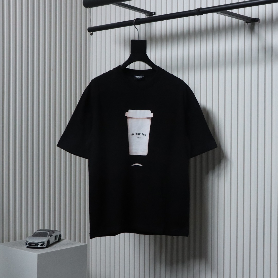 Balenciaga Round Neck Tees Black and White