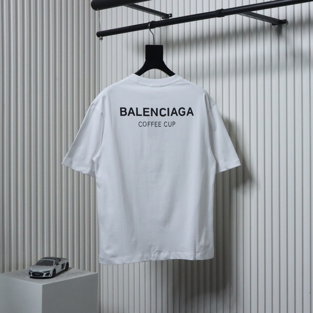 Balenciaga Round Neck Tees Black and White