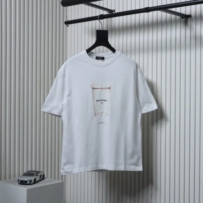 Balenciaga Round Neck Tees Black and White
