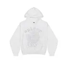 Sp5der OG Rhinestone Logo Hoodie White