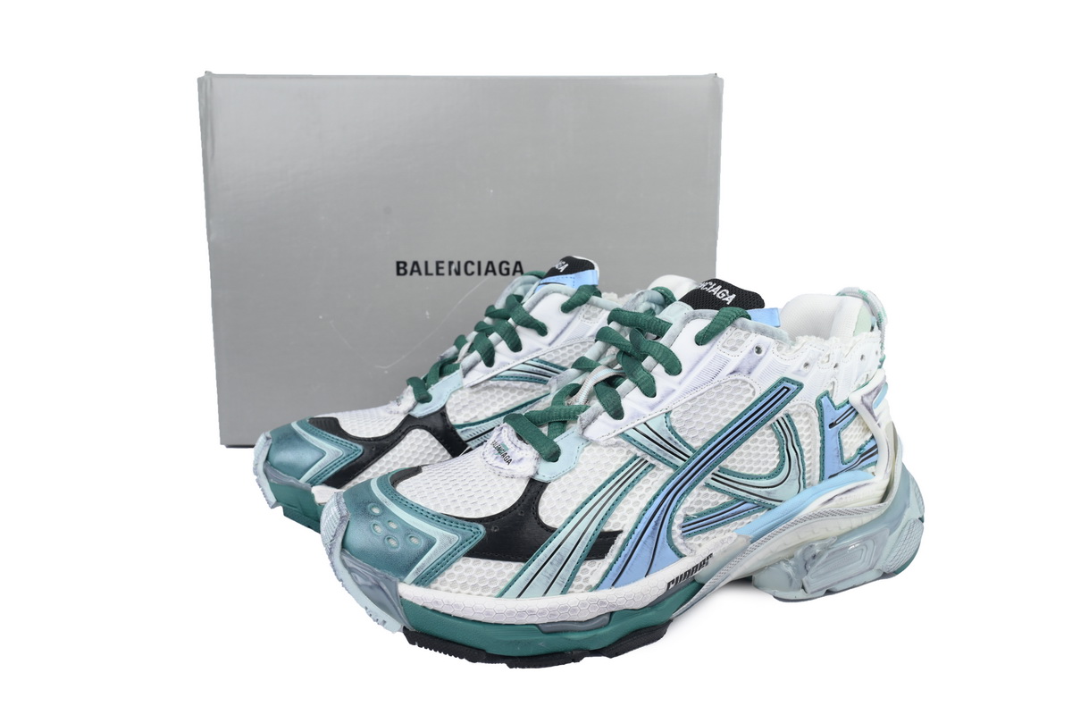 Balenciaga Runner White Green Blue 772767 W3RMU 9034