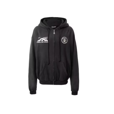 Hellstar HS Logo Zip-Up Hoodie Black 01