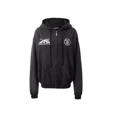 Hellstar HS Logo Zip-Up Hoodie Black 01