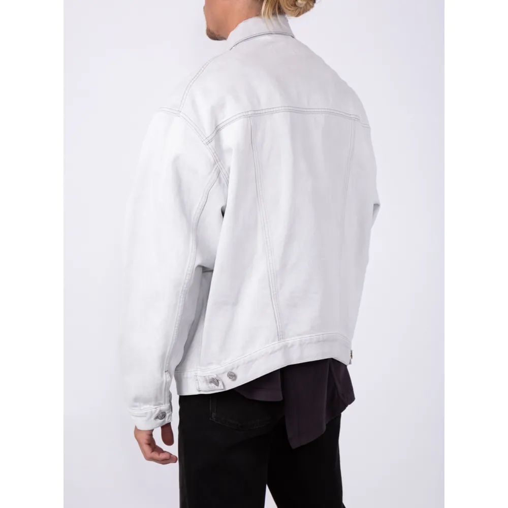 Balenciaga Front Logo Denim Jacket Cement