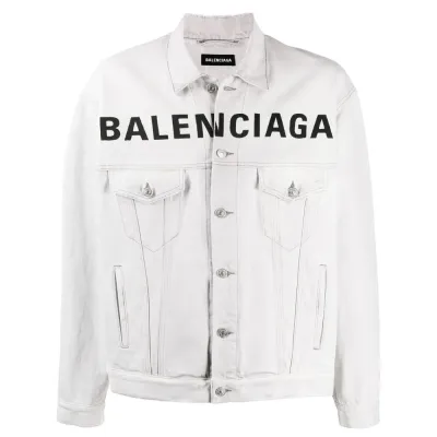Balenciaga Front Logo Denim Jacket Cement 01