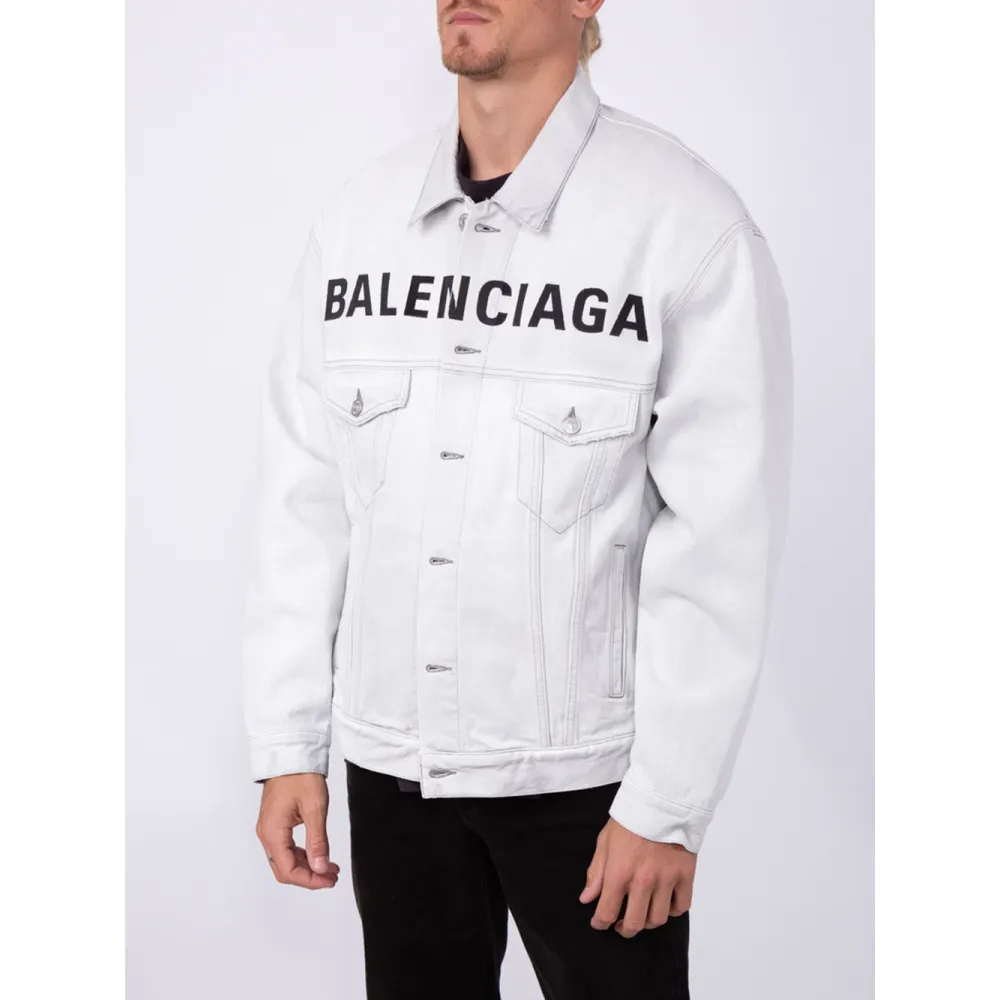 Balenciaga Front Logo Denim Jacket Cement